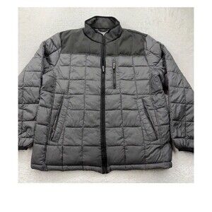 Rainforest Mens Quilted Puffer Jacket Gray Full Zip Stand Collar Thermolite Lg